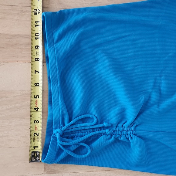 NWT Aerie Womens Beachwalk Midi Skirt Ruched Ribbed Front Slit Blue Size S - Picture 6 of 6